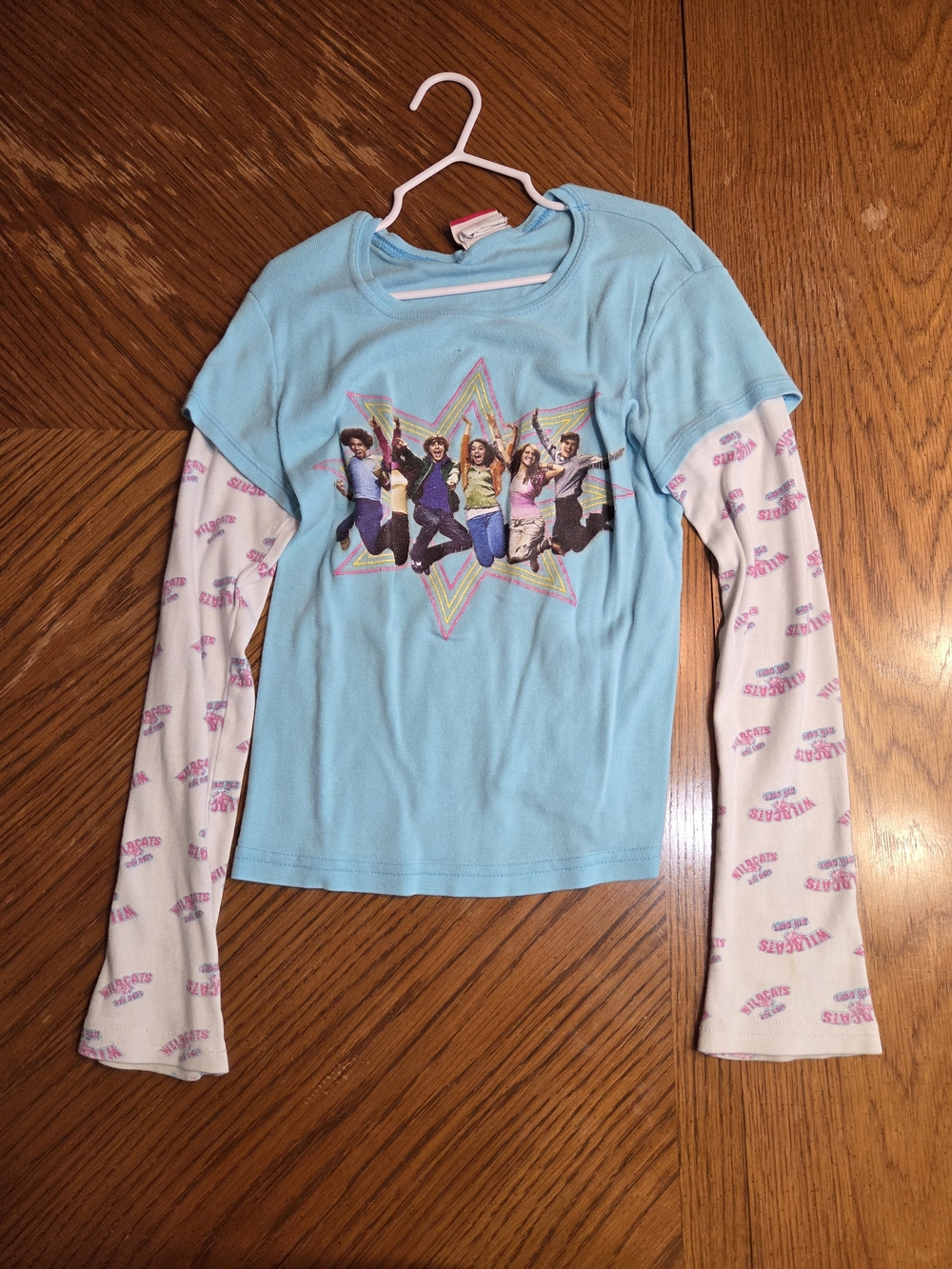 Girls' Light Blue Layered-Look Long Sleeve Top with High School Musical Graphic